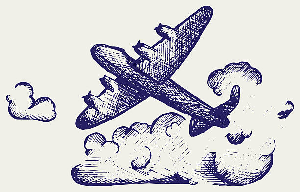 illustrazioni stock, clip art, cartoni animati e icone di tendenza di lancaster bombers - flying vacations doodle globe