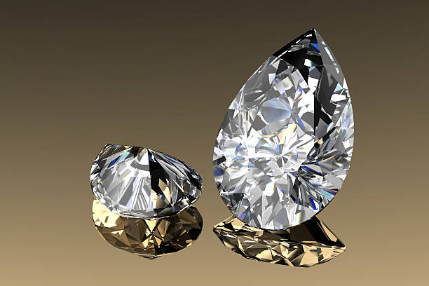 istock Diamond jewel with reflections on gold background 466074303