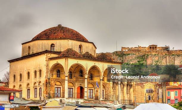 Tzistarakis Mosque And Acropolis Of Athens Greece Stock Photo - Download Image Now