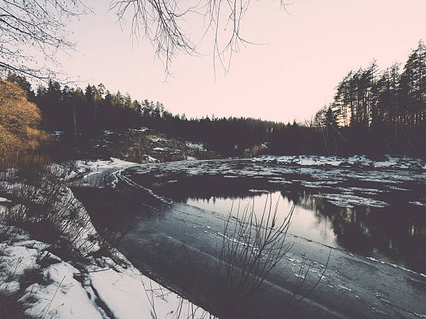 istock frozen river in winter - retro vintage 466076582