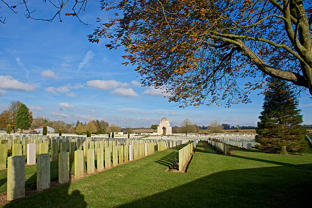 Arras, France - November 11, 2014: The Cabaret Rouge British Cemetery where 7,655 soldiers of the First World War are buried. Over half are unknown soldiers, identified only as \