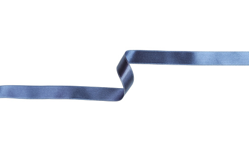 Blue ribbon on white background