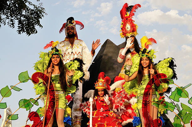 Saõ Filipe, Fogo, Cabo Verde - February 17, 2015: The royal family waves to the crowd during carnival celebration in Sao Filipe