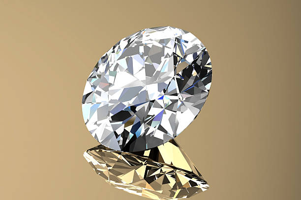 ダイヤモンド宝石の反射をゴールドの背景 - diamond cutting rough gem ストックフォトと画像