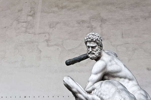 hercules pulsierenden die zentaur nessus statue in florenz, italien - giambologna stock-fotos und bilder