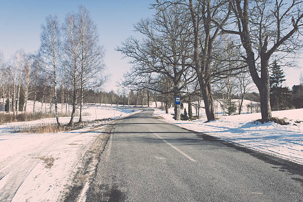 istock icy winter road - retro vintage 466080110