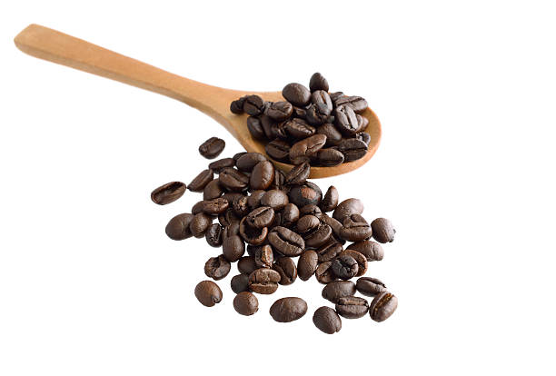 istock Coffee beans with wooden spoon 466081281