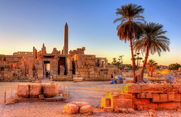 View of the Karnak Temple Complex in Luxor - Egypt View of the Karnak Temple Complex in Luxor - Egypt temple of luxor hypostyle hall stock pictures, royalty-free photos & images