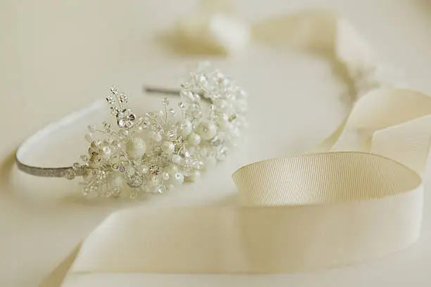 The composition of beautiful wedding accessories bride