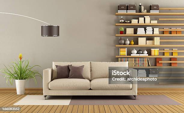 Moderne Wohnzimmer Stockfoto und mehr Bilder von Sofa - Sofa, Wohnzimmer, Braun