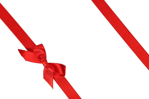 istock Red ribbon with bow on white background 466084784