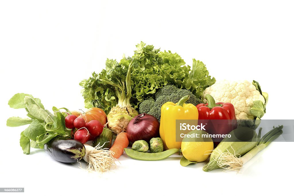 Colorful  vegetables Colorful vegetables arrangement isolated on white Arrangement Stock Photo