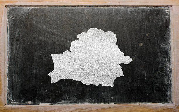 istock outline map of belarus on blackboard 466086576