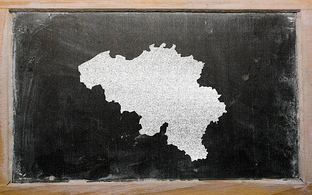 istock outline map of belgium on blackboard 466086582