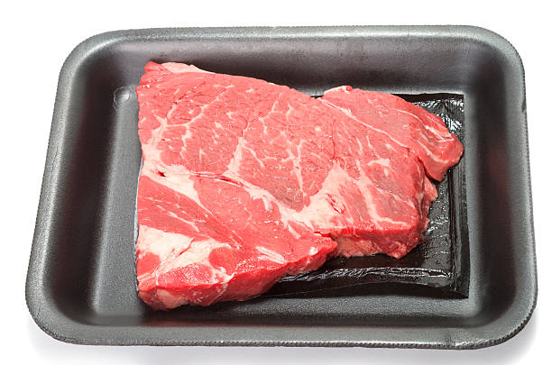 istock Raw beef in supermarket black foam tray 466086885