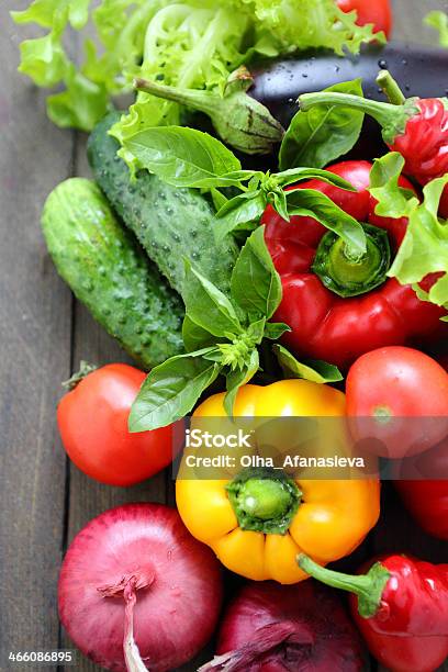 Fresh Vegetables And Greens On The Boards Stock Photo - Download Image Now - Agriculture, Autumn, Backgrounds