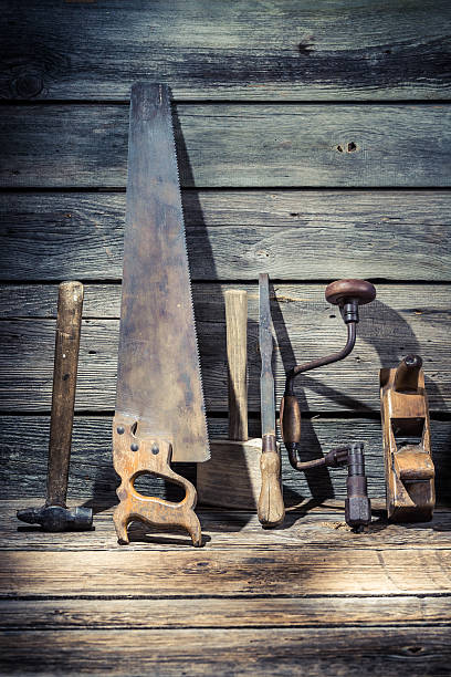 istock Vintage workshop full of old carpentery tools 466089426