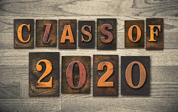 Class of 2020 Wooden Letterpress Type Concept stock photo