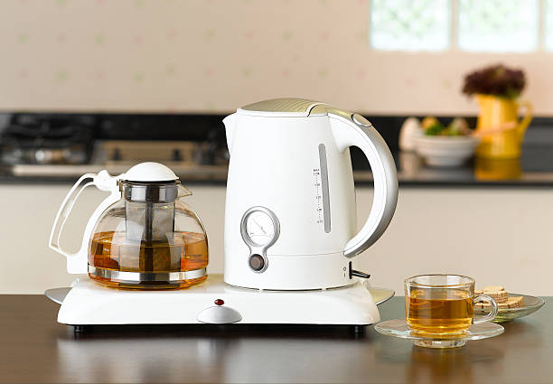 Electric kettle and glass pot for tea time or coffee time
