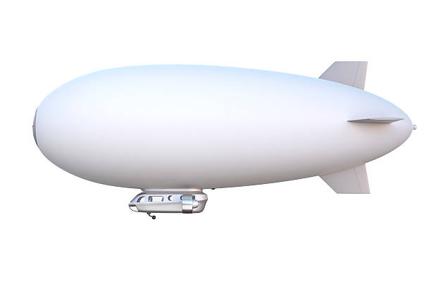 Side view of airship isolated on white background Airship isolated on white background. Clipping path available. blimp stock pictures, royalty-free photos & images