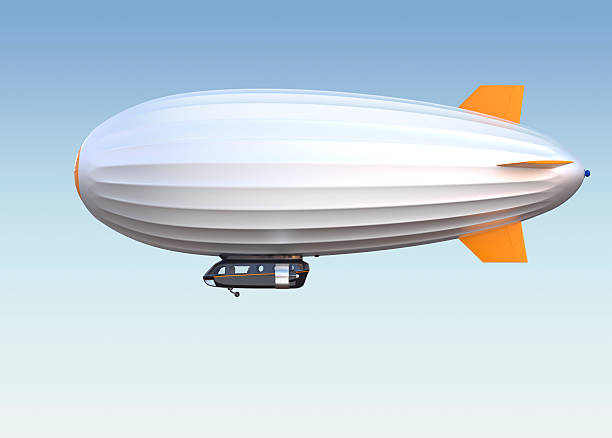istock Silver airship floating in the sky 466091810