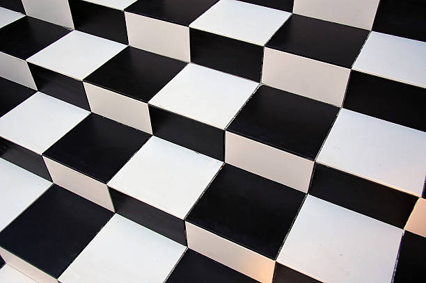 istock Chequred polished steps in black and white 466092194