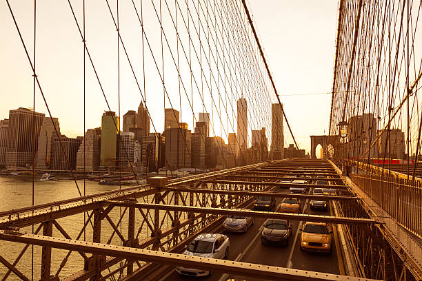 istock Brooklyn Bridge sunset with Manhattan skyline US 466092590