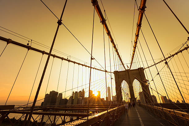 istock Brooklyn Bridge sunset with Manhattan skyline US 466092592