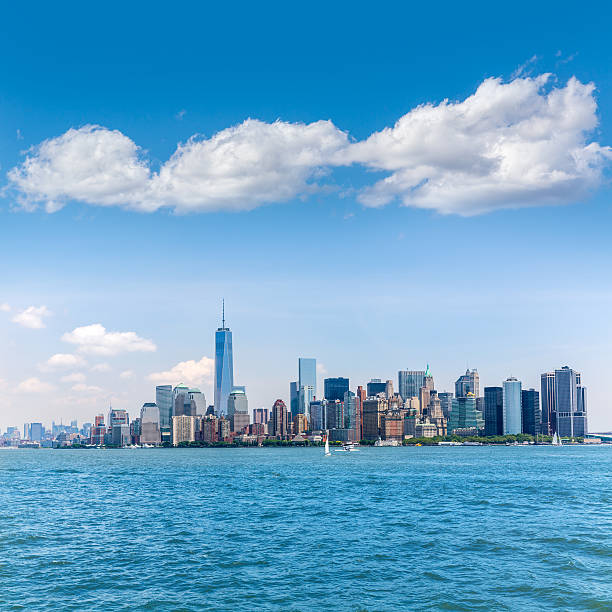 istock Manhattan New York skyline from NY bay in US 466092752