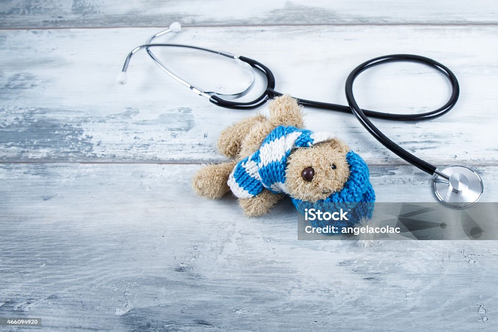 stethoscope and plush teddy bear 2015 Stock Photo