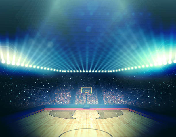 istock Lit up basketball arena before the game 466096978