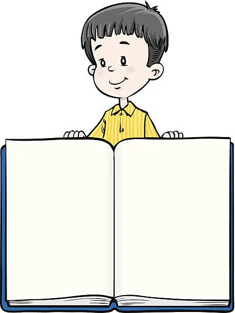 Vector illustration of Cartoon boy reading a book