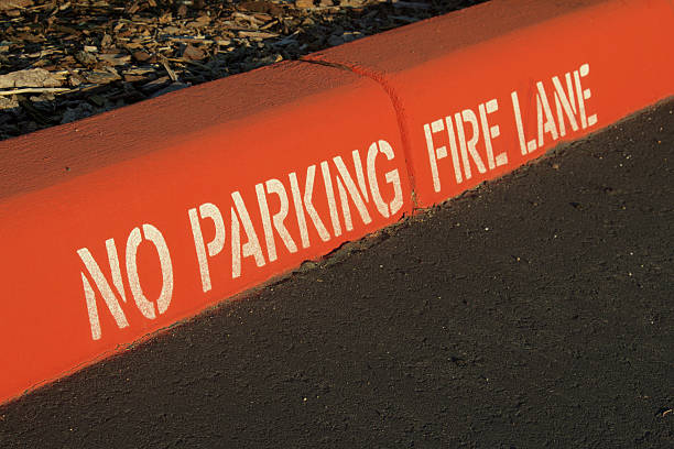 No Parking Fire Lane Curb stock photo