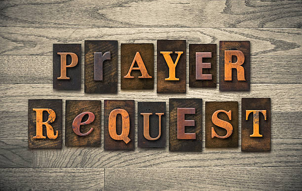 richiesta di preghiera in legno rilievografia concetto - praying religion spirituality letterpress foto e immagini stock