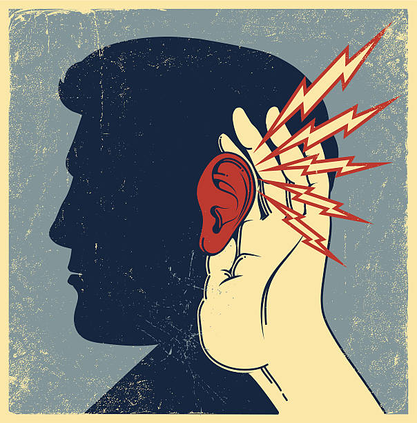 человек, слушать - equipment human ear sound music stock illustrations