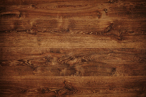 オーバヘッドのダークブラウンの木製テーブル - neat good condition new pattern ストックフォトと画像