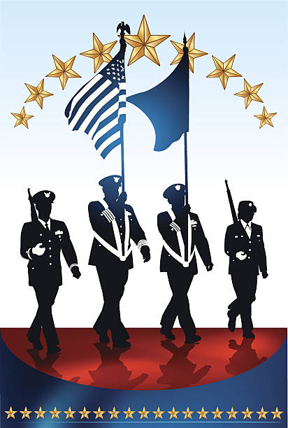 istock Military Parade Soldiers, American Flag 466104001