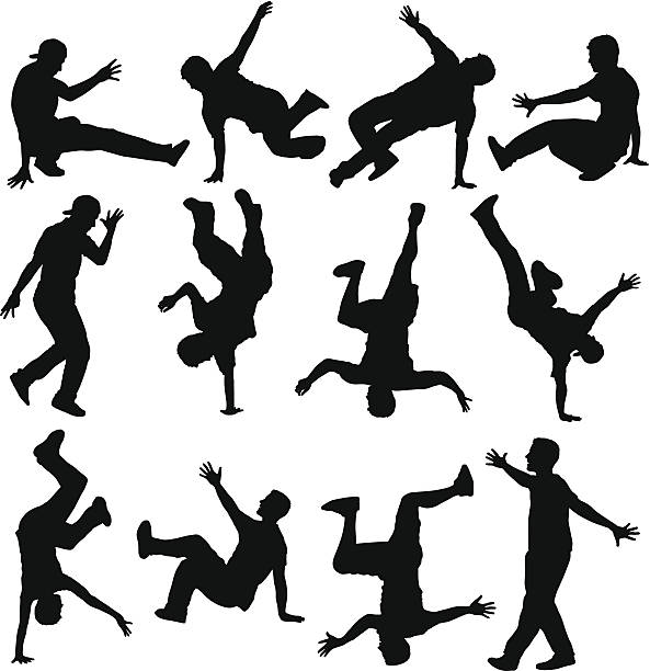 Breakdancer Silhouettes 12 unique breakdancer silhouettes. rap kid stock illustrations