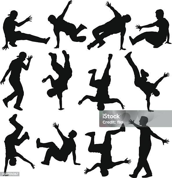 Breakdancer Silhouettes Stock Illustration - Download Image Now - Hip Hop Music, Dancing, In Silhouette