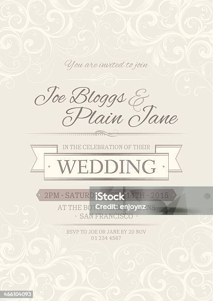 Wedding Invitation Stock Illustration - Download Image Now - Wedding Invitation, Wedding, Pattern