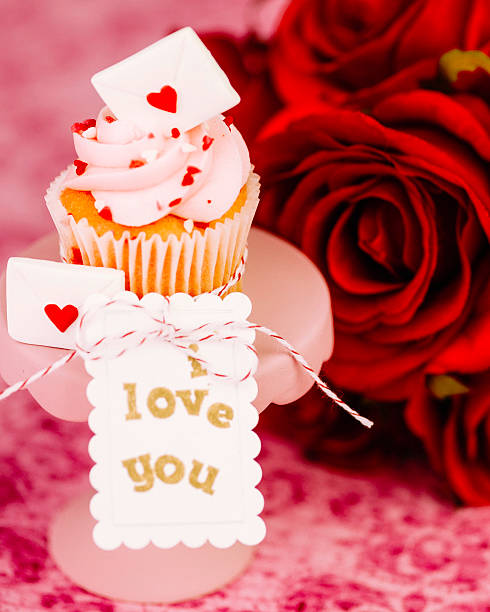 istock Valentine Cupcake with Love You Sign 466104341