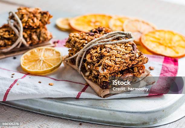 Citrus Bars Granola With Oatmeal Seeds Nuts And Dried Fruits Stock Photo - Download Image Now