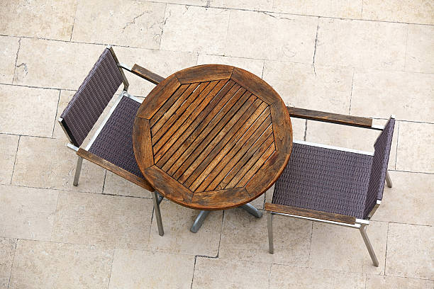 istock Outdoor summer cafe tables with chairs 466105990