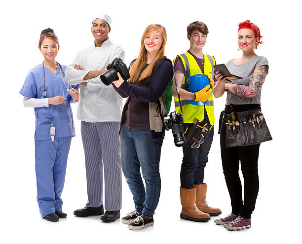 young people jobs group young people jobs group various occupations stock pictures, royalty-free photos & images