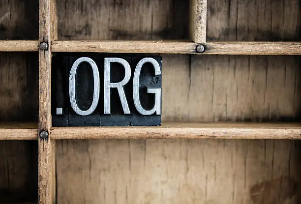 Photo of Dot Org Concept Metal Letterpress Word in Drawer