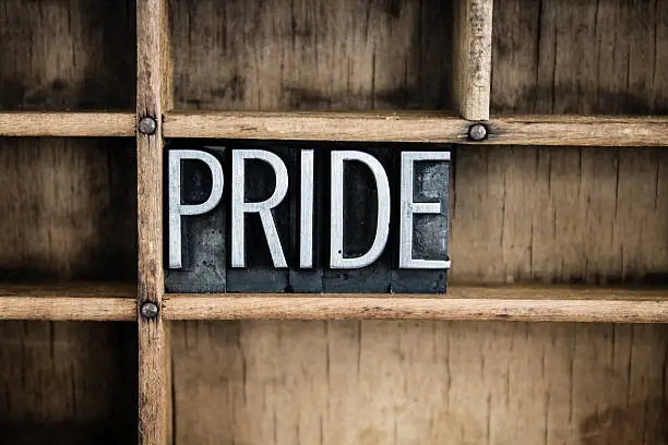 Photo of Pride Concept Metal Letterpress Word in Drawer