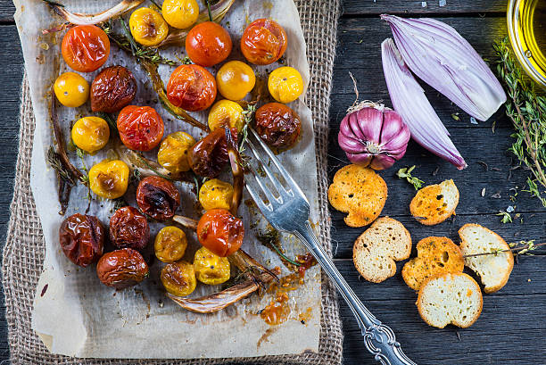 istock Eating healthy lunch with spring fresh roasted vegetables 466109618