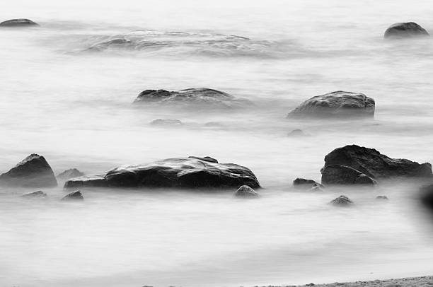 istock Morning beach with blur wave by use long exposure 466110862