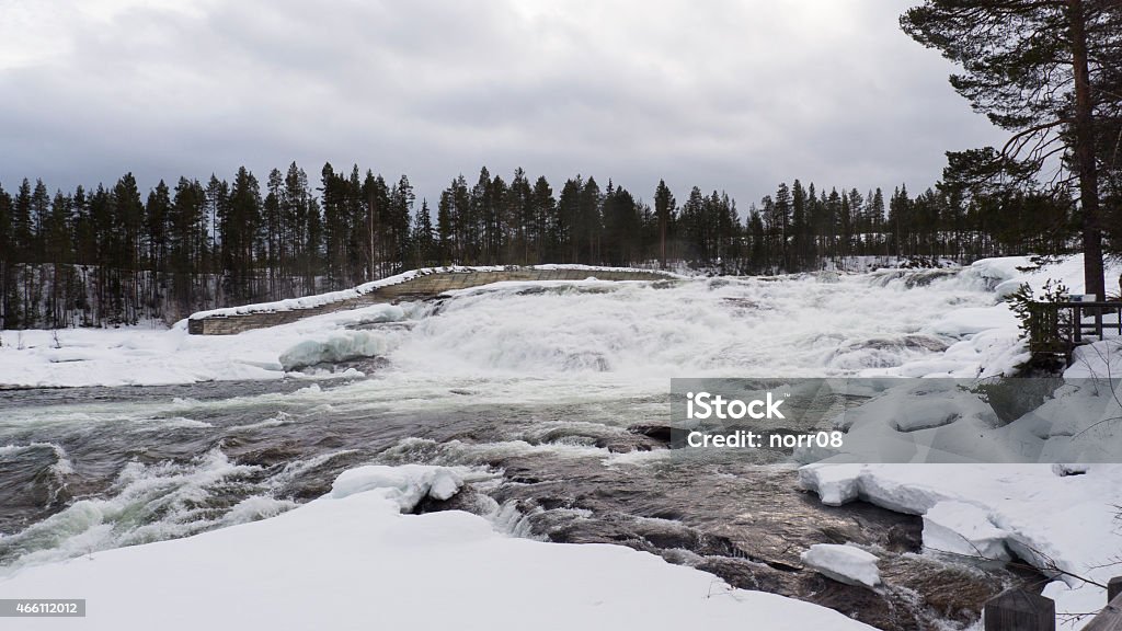 storforsen in winter waterfall Storforsen in the north of Sweden 2015 Stock Photo