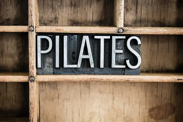 Photo of Pilates Concept Metal Letterpress Word in Drawer